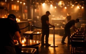 Foto von Party-Setup organisiert von Workman Live